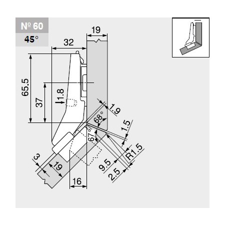 Zawias kątowy Blum +45 I Nr 60 79B9658