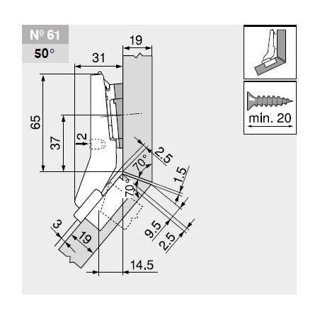 Zawias kątowy Blum +50 I Nr 61 79B9658