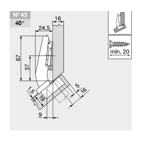 Zawias kątowy Blum +40 III Nr 43 79B9458