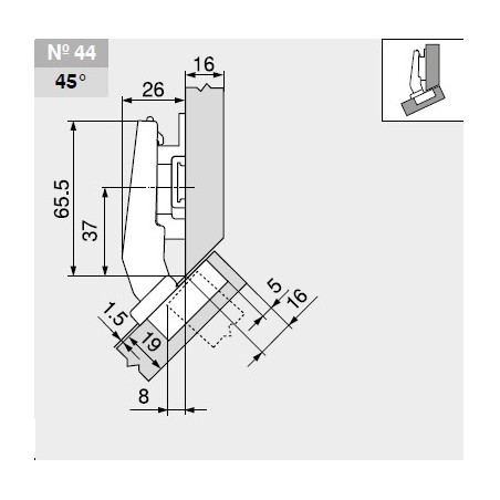 Zawias kątowy Blum +45 III Nr 44 79B9458