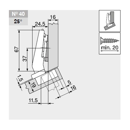 Zawias kątowy Blum +25 III Nr 40 79B9456