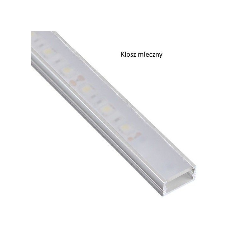 Profil do taśmy LED, LINE MINI 2m - aluminium - klosz mleczny