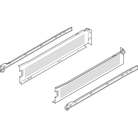 METABOX bok M (86 mm), częściowy wysuw, 25 kg, dł. 450 mm, wersja na wcisk, lewy/prawy, R9001 kremowo-biała