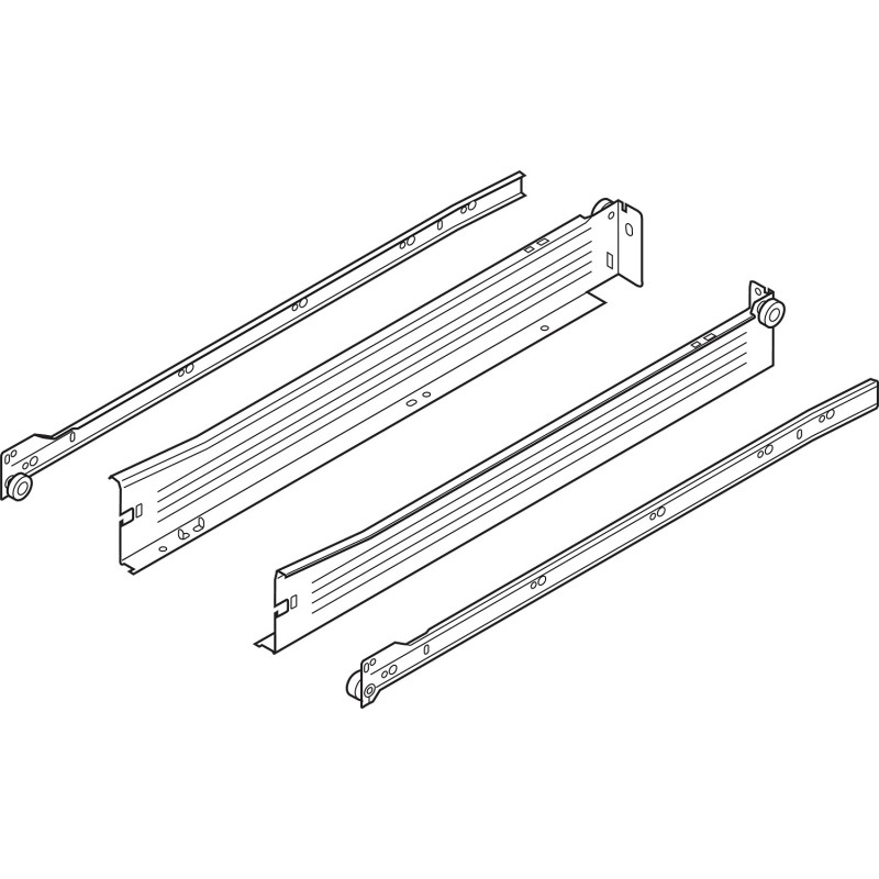 METABOX bok N (54 mm), częściowy wysuw, 25 kg, dł. 350 mm, wersja na wcisk, lewy/prawy, R9001 kremowo-biała