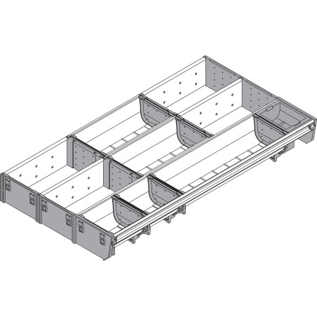 ORGA-LINE wkład kombi (częściowe wypełnienie), do szuflady standardowej TANDEMBOX, dł. NL 550 mm, szer. 297 mm, inox