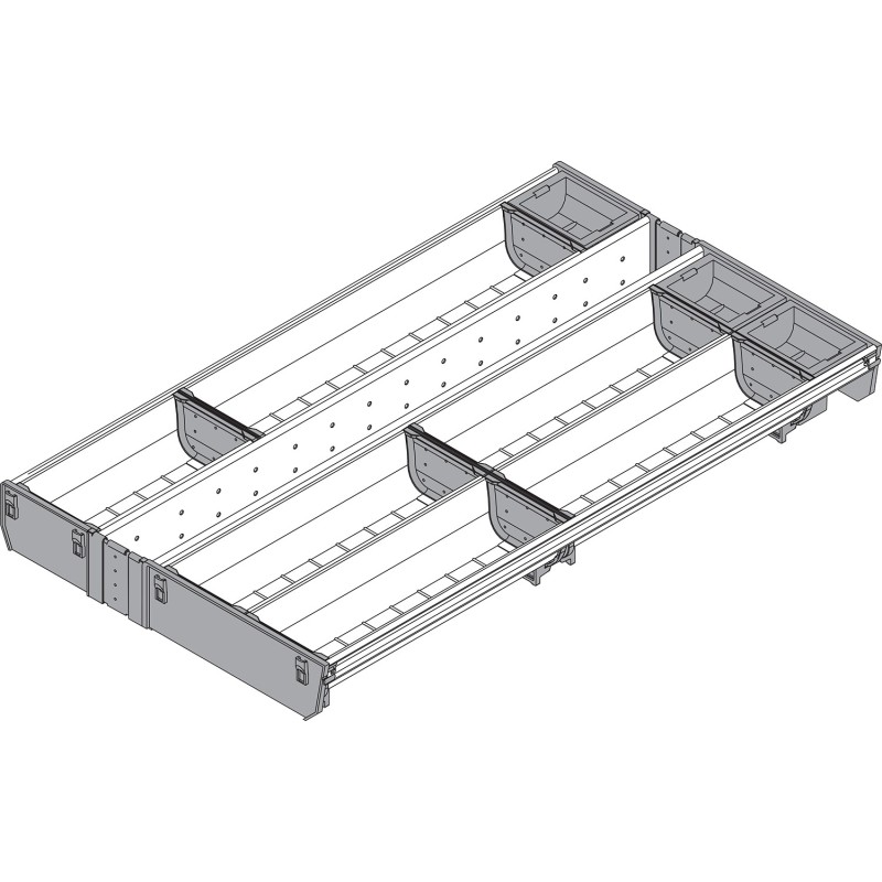 ORGA-LINE wkład z pojemnikami (całkowite wypełnienie), do szuflady standardowej TANDEMBOX, dł. NL 650 mm, szer. korpusu KB 4