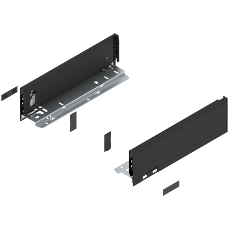 Blum 770M3002S Boki Bok szuflady LEGRABOX, wysokość M (90.5 mm), dł. 300 mm, lewy/prawy, do LEGRABOX pure czarny mat prawy+lewy