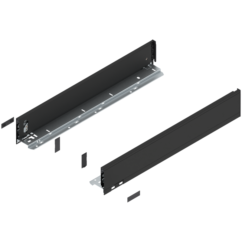 Blum 770M5502S Boki Bok szuflady LEGRABOX, wysokość M (90.5 mm), dł. 550 mm, lewy/prawy, do LEGRABOX pure czarny mat prawy+lewy