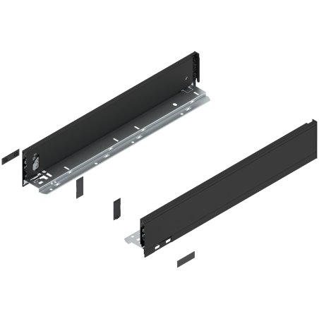 Blum 770M5002S Boki Bok szuflady LEGRABOX, wysokość M (90.5 mm), dł. 500 mm, lewy/prawy, do LEGRABOX pure czarny mat prawy+lewy