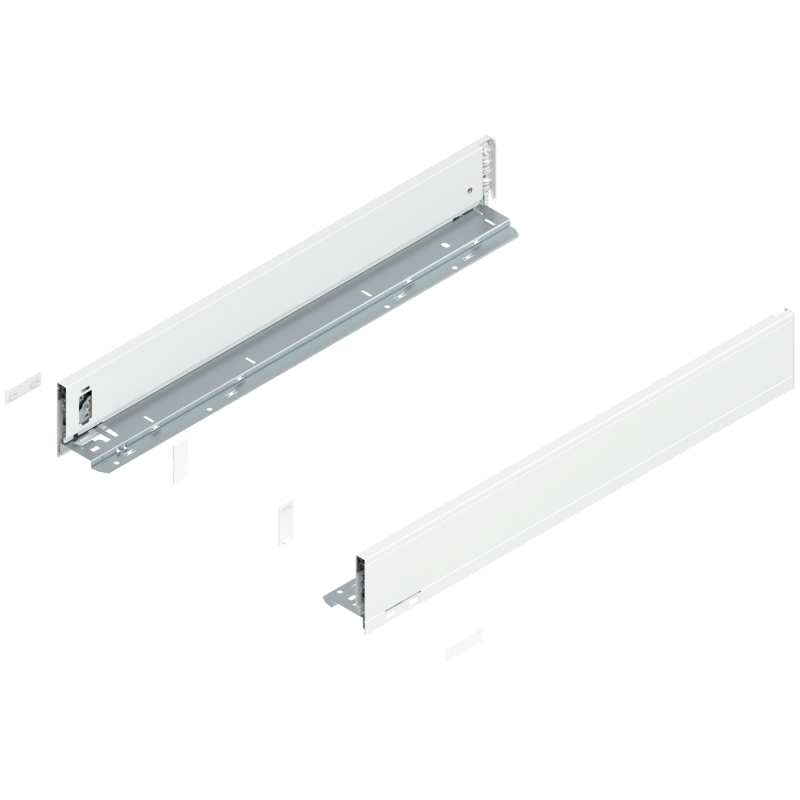 Blum 770M6002S Boki Bok szuflady LEGRABOX, wysokość M (90.5 mm), dł. 600 mm, lewy/prawy, do LEGRABOX pure jedwabiście biały mat 