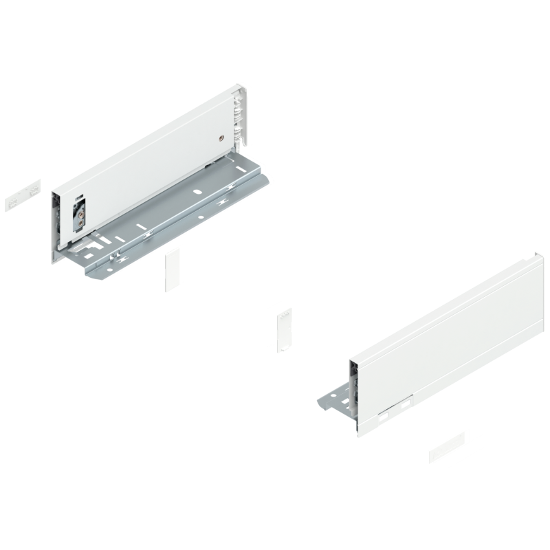 Blum 770M2702S Boki Bok szuflady LEGRABOX, wysokość M (90.5 mm), dł. 270 mm, lewy/prawy, do LEGRABOX pure jedwabiście biały mat 