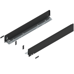 Blum 770M6502S Boki Bok szuflady LEGRABOX, wysokość M (90.5 mm), dł. 650 mm, lewy/prawy, do LEGRABOX pure czarny mat prawy+lewy