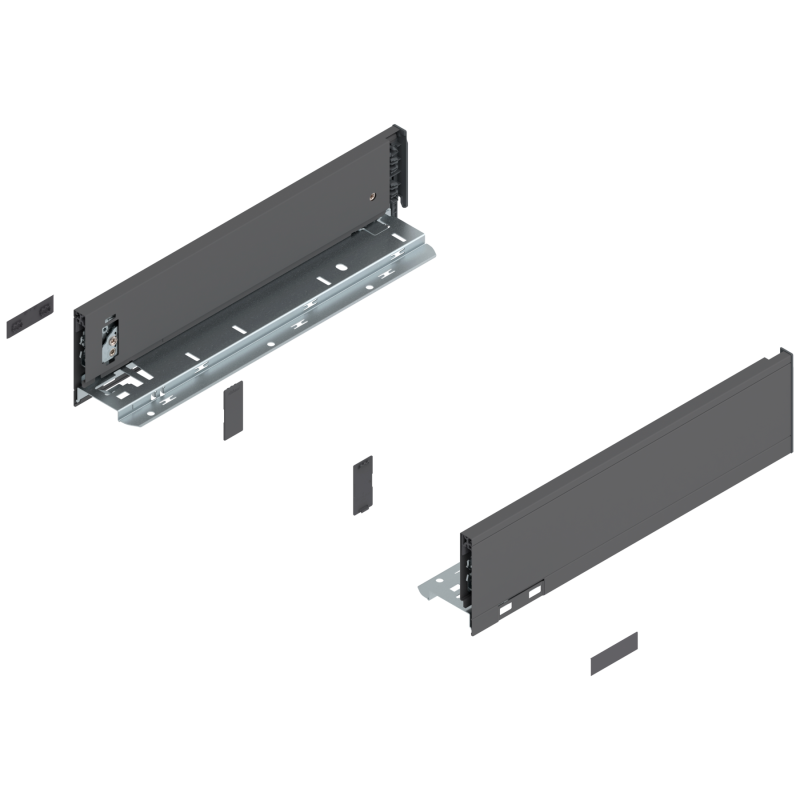 Blum 770M3502S Boki Bok szuflady LEGRABOX, wysokość M (90.5 mm), dł. 350 mm, lewy/prawy, do LEGRABOX pure antracyt mat prawy+lew