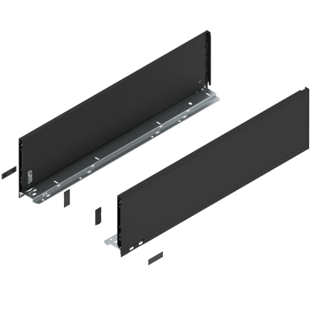 Blum 770C6502S Boki Bok szuflady LEGRABOX, wysokość C (177 mm), dł. 650 mm, lewy/prawy, do LEGRABOX pure czarny mat prawy+lewy