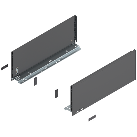 Blum 770C4502S Boki Bok szuflady LEGRABOX, wysokość C (177 mm), dł. 450 mm, lewy/prawy, do LEGRABOX pure antracyt mat prawy+lewy