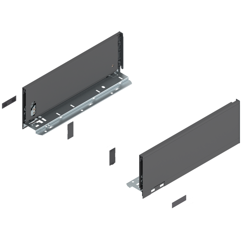 Blum 770K3502S Boki Bok szuflady LEGRABOX, wysokość K (128.5 mm), dł. 350 mm, lewy/prawy, do LEGRABOX pure antracyt mat prawy+le