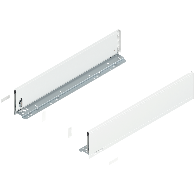 Blum 770K6002S Boki Bok szuflady LEGRABOX, wysokość K (128.5 mm), dł. 600 mm, lewy/prawy, do LEGRABOX pure jedwabiście biały mat