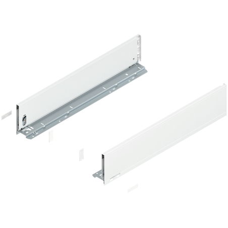Blum 770K6002S Boki Bok szuflady LEGRABOX, wysokość K (128.5 mm), dł. 600 mm, lewy/prawy, do LEGRABOX pure jedwabiście biały mat