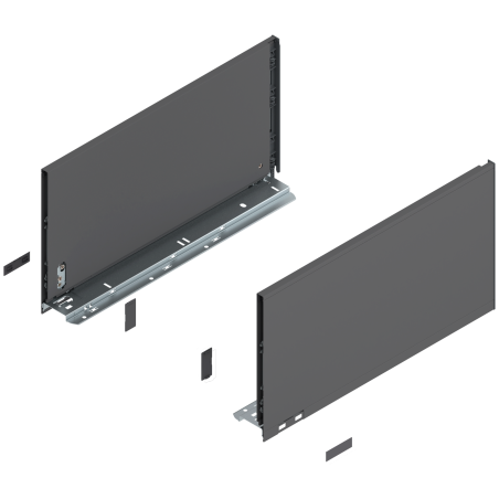 Blum 770F4502S Boki Bok szuflady LEGRABOX, wysokość F (241 mm), dł. 450 mm, lewy/prawy, do LEGRABOX pure antracyt mat prawy+lewy
