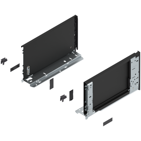 Blum 770C3001S Boki Bok szuflady LEGRABOX (za korpusem), wysokość C (177 mm), dł. 300 mm, lewy/prawy, do LEGRABOX pure czarny ma