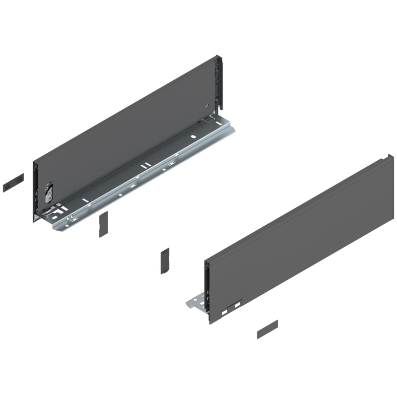 Blum 770K4502S Boki Bok szuflady LEGRABOX, wysokość K (128.5 mm), dł. 450 mm, lewy/prawy, do LEGRABOX pure antracyt mat prawy+le