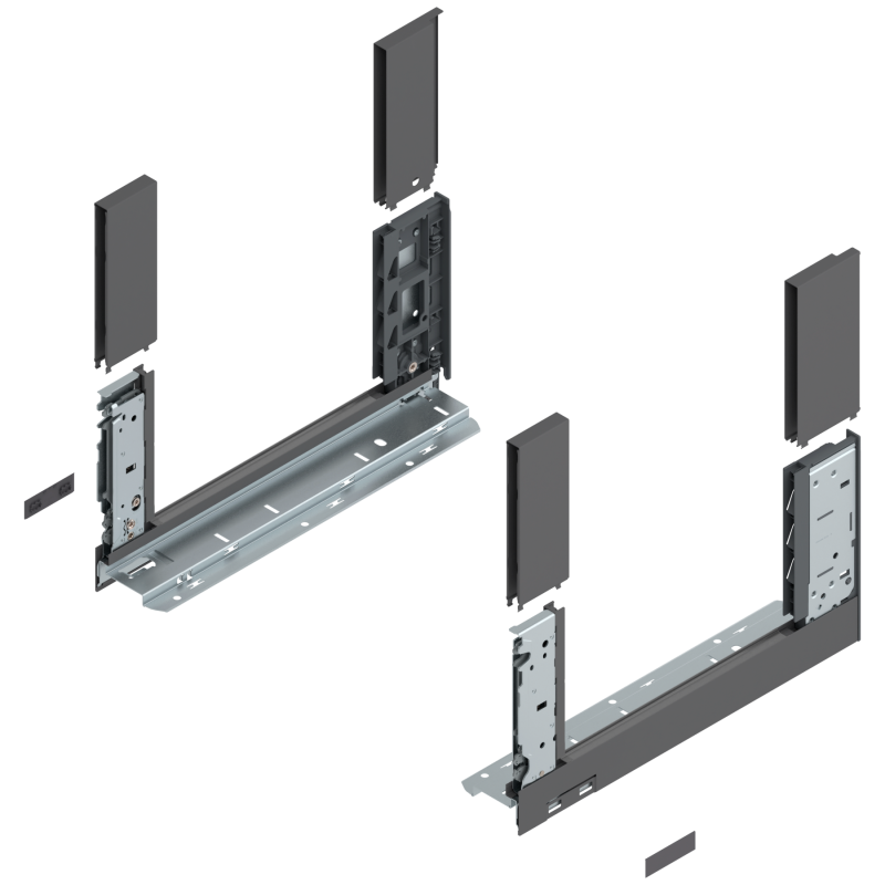 Blum 780C3502S Boki Bok szuflady LEGRABOX, wysokość C (177 mm), dł. 350 mm, lewy/prawy, do LEGRABOX free antracyt mat prawy+lewy
