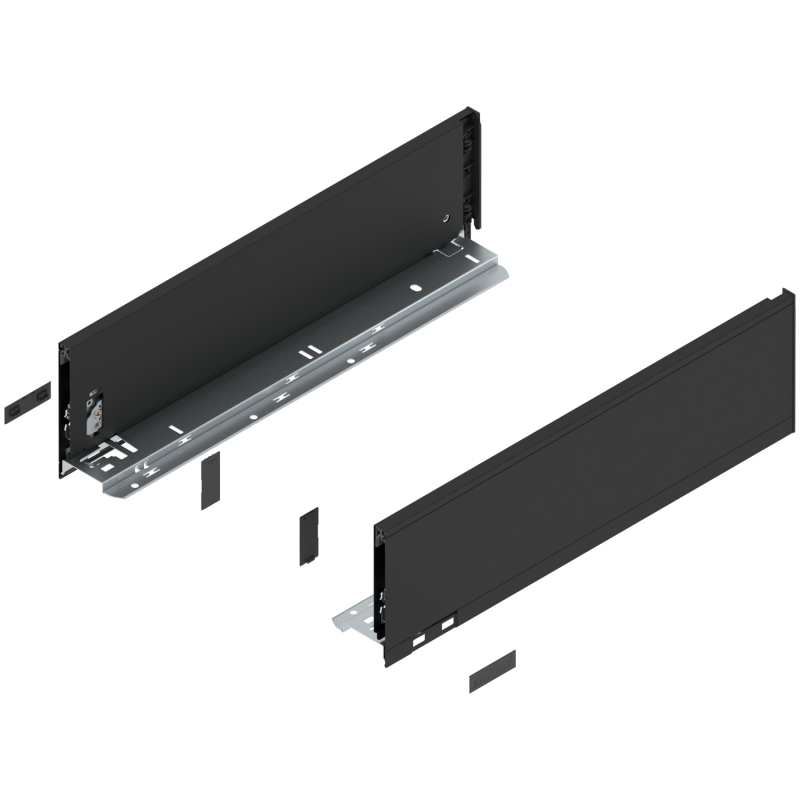 Blum 770K4502S Boki Bok szuflady LEGRABOX, wysokość K (128.5 mm), dł. 450 mm, lewy/prawy, do LEGRABOX pure czarny mat prawy+lewy
