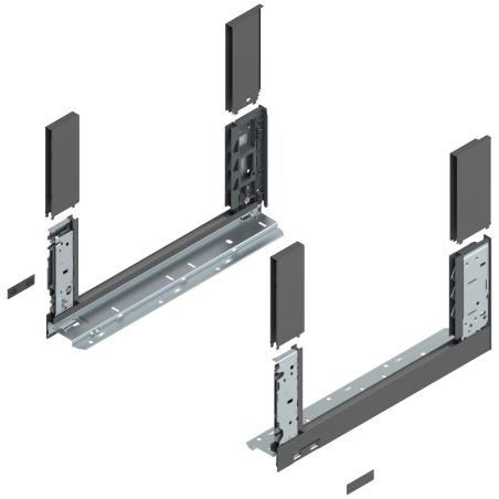 Blum 780C4002S Boki Bok szuflady LEGRABOX, wysokość C (177 mm), dł. 400 mm, lewy/prawy, do LEGRABOX free antracyt mat prawy+lewy