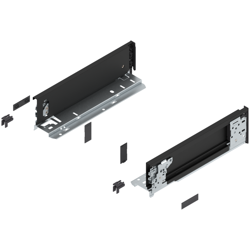 Blum 770M3001S Boki Bok szuflady LEGRABOX (za korpusem), wysokość M (90.5 mm), dł. 300 mm, lewy/prawy, do LEGRABOX pure czarny m