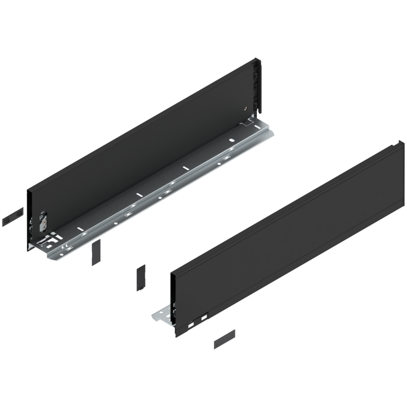 Blum 770K5502S Boki Bok szuflady LEGRABOX, wysokość K (128.5 mm), dł. 550 mm, lewy/prawy, do LEGRABOX pure czarny mat prawy+lewy