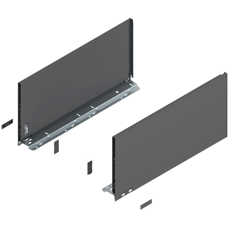 Blum 770F5002S Boki Bok szuflady LEGRABOX, wysokość F (241 mm), dł. 500 mm, lewy/prawy, do LEGRABOX pure antracyt mat prawy+lewy