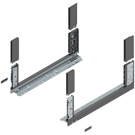 Blum 780C5002S Boki Bok szuflady LEGRABOX, wysokość C (177 mm), dł. 500 mm, lewy/prawy, do LEGRABOX free antracyt mat prawy+lewy