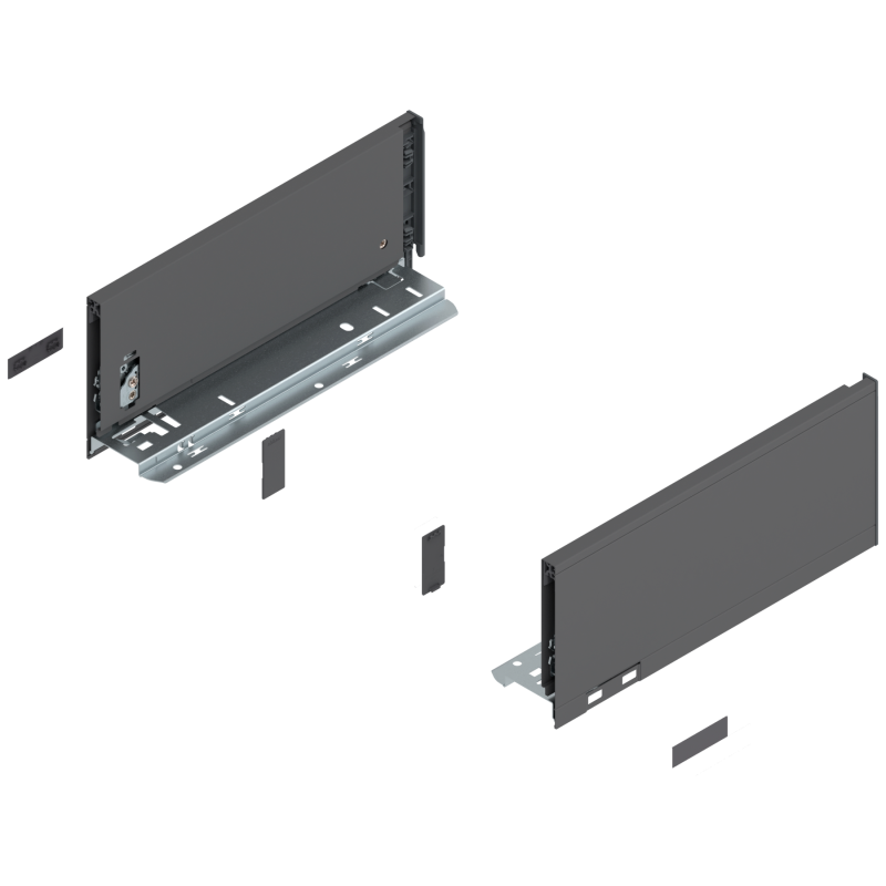 Blum 770K3002S Boki Bok szuflady LEGRABOX, wysokość K (128.5 mm), dł. 300 mm, lewy/prawy, do LEGRABOX pure antracyt mat prawy+le