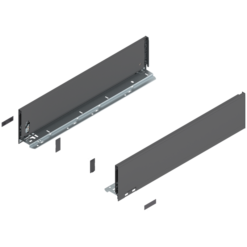 Blum 770K5502S Boki Bok szuflady LEGRABOX, wysokość K (128.5 mm), dł. 550 mm, lewy/prawy, do LEGRABOX pure antracyt mat prawy+le