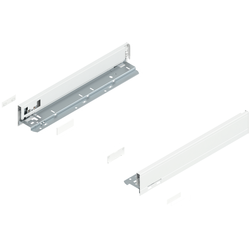 Blum 770N4002S Boki Bok szuflady LEGRABOX, wysokość N (66.5 mm), dł. 400 mm, lewy/prawy, do LEGRABOX pure jedwabiście biały mat 