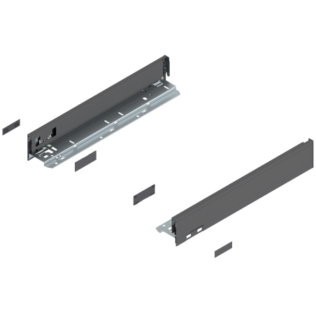 Blum 770N4002S Boki Bok szuflady LEGRABOX, wysokość N (66.5 mm), dł. 400 mm, lewy/prawy, do LEGRABOX pure antracyt mat prawy+lew