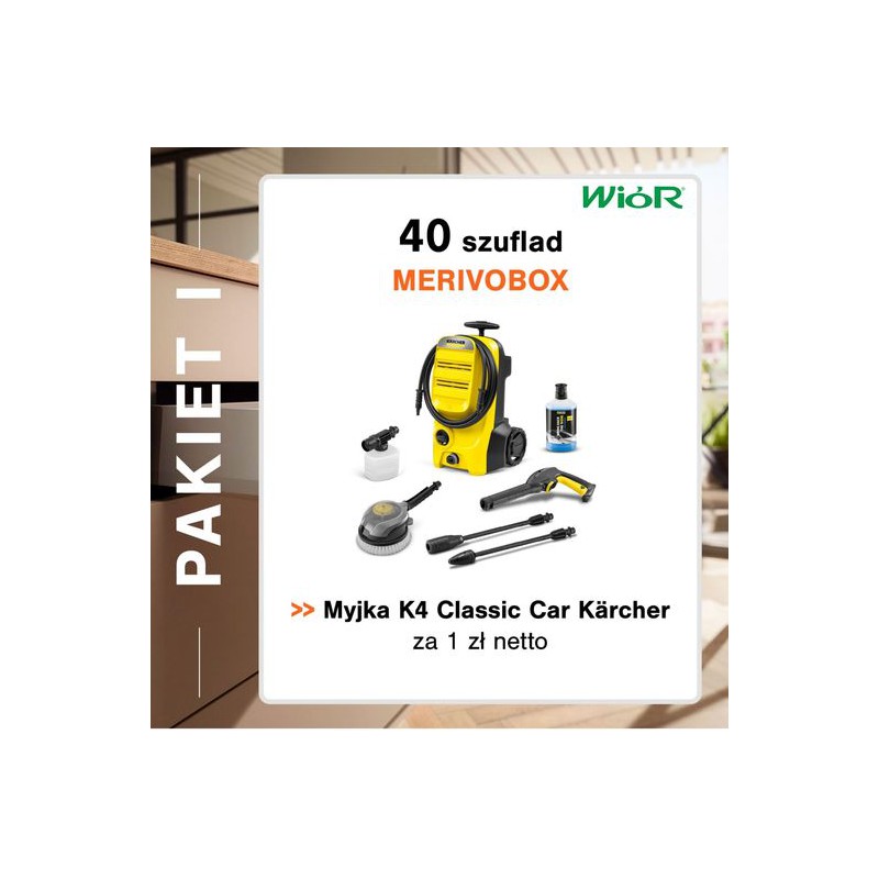 Pakiet Promocyjny Blum Merivobox L-500 40 kompletów + myjka K4 Classic Car Karcher